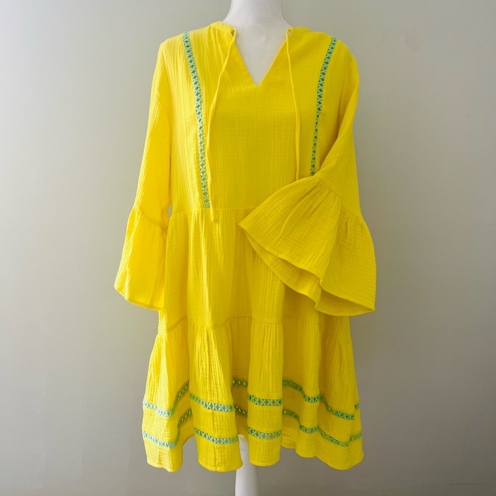 SCOOP yellow cotton gauze dress, loose fit, soft material, never worn